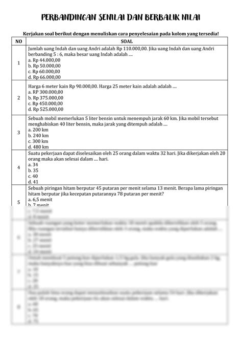 Contoh Soal Perbandingan Senilai: Panduan Lengkap dengan Pembahasan