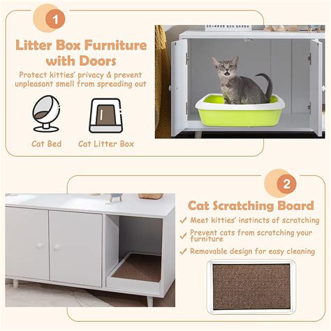 Buy Tangkula Cat Litter Box Enclosure, Cat Washroom W/Divider ...
