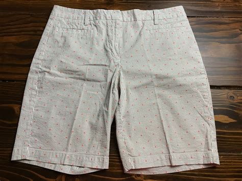 Lands' End Shorts, Women's Size 10, White Tan Pink, Polka Dots, Fit 2 ...