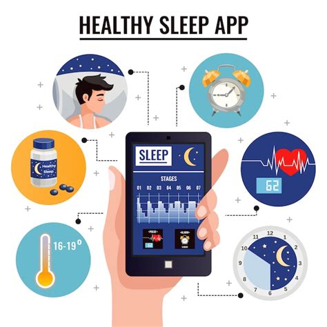 Healthy sleep app composition with graph of sleep stages on screen of ...