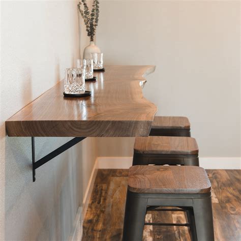 Black Walnut Live Edge Floating Bar | Small live edge table, Floating ...