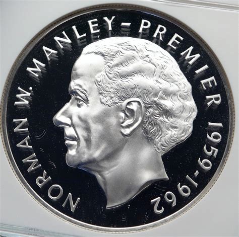 1972 JAMAICA Proof HUGE 4.5cm Premier Norman W Manley Silver $5 Coin ...