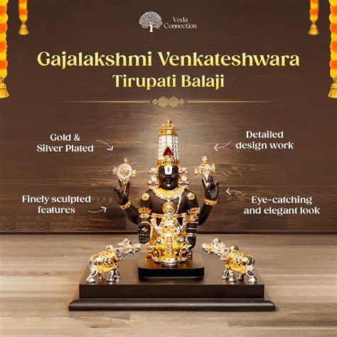 Gajalakshmi Venkateshwara 9 inch Tirupati Balaji Gold & Silver Plated ...