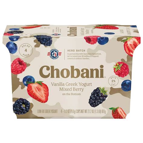Chobani Mixed Berry on the Bottom Low-Fat Vanilla Greek Yogurt - 4ct/5 ...