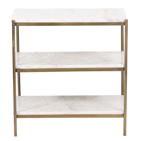 Fabian 3 Tier Marble Side Table - Gold Finish