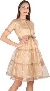 UNFAKENOW Women Peplum Beige Knee Length Dress - Buy UNFAKENOW Women ...