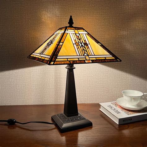 COTOSS Tiffany Table Lamp,Mission Stained Glass Table Light,Antique ...