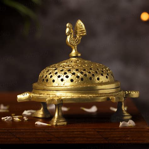 Brass Turtle Inspired Loban Burner (4.5 Inch)