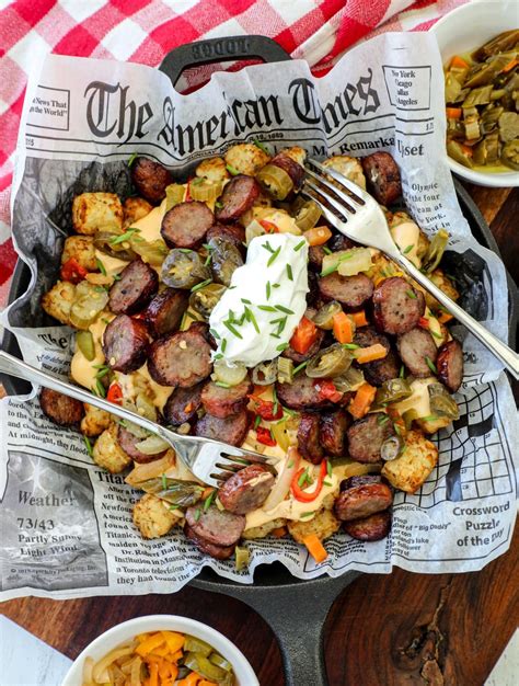 Brats and Tots (Bratwurst Nachos Recipe) - Bonappeteach
