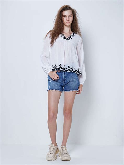 White Embroidered Detail Top