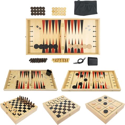 Buy Stemic 5-in-1 Board Games For Adults and Family - Backgammon Set ...