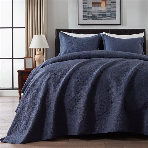 Amazon.com: Joyching Quilt Twin Size Bedding Set-Navy Soft Lightweight ...