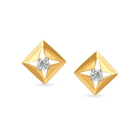 Defined Square Shape Diamond Stud Earrings