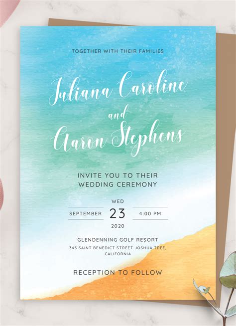 Download Printable Sea Breeze Beach Wedding Invitation PDF