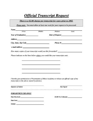 Fillable Online mdc Official Transcript Request - mdcnet Fax Email ...