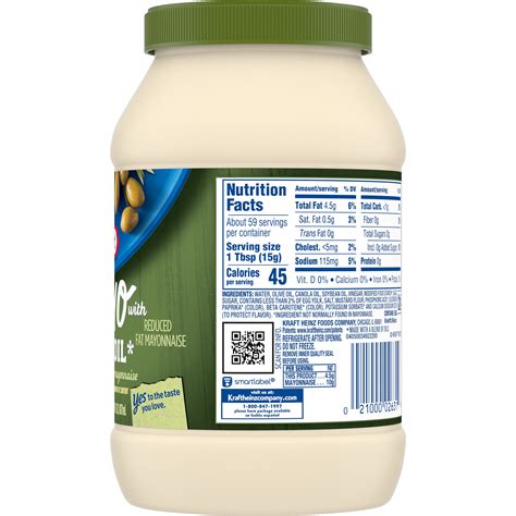 Kraft Low Fat Mayonnaise Nutrition Facts at Karen Spaulding blog