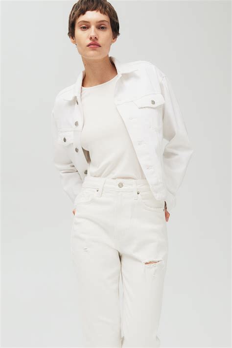 High Rise Slim Straight Leg Jeans - White - Ladies | H&M US