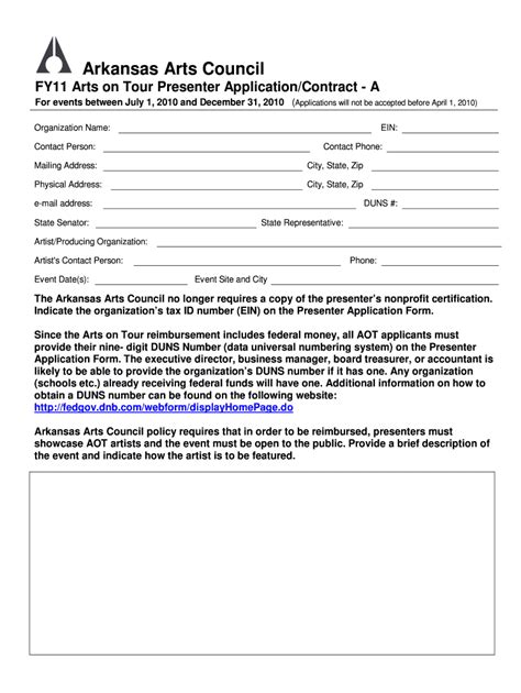Fillable Online arkansasarts Arkansas Arts Council Fax Email Print ...