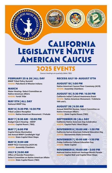 2025 Caucus Calendar | California Native American Legislative Caucus