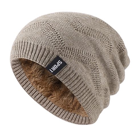 Men's Women's Winter Beanie Hat Warm Knit Hat Thick Fleece Lined Winter ...
