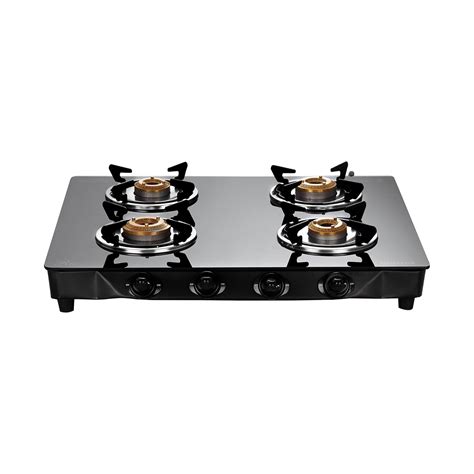 Gilma Rio 4 Burner Gas Stove | Jumbo Brass Burner | 6mm Toughened Glass ...