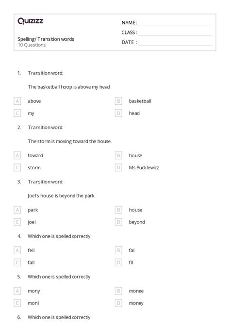 50+ Transition Words worksheets for 1st Class on Quizizz | Free & Printable