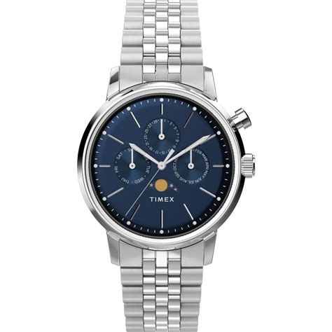 Timex Marlin Moon Phase 40mm Stainless Steel Bracelet Men's Watch, TW2