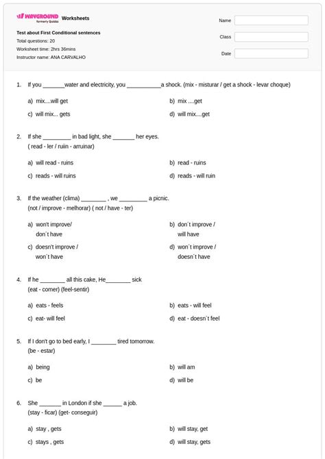 50+ First Conditional worksheets for Class 9 on Wayground | Free ...