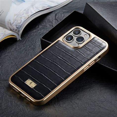 Gold Plated Premium Leather Case for iPhone 14 / 14 Pro Max – JustAndBest