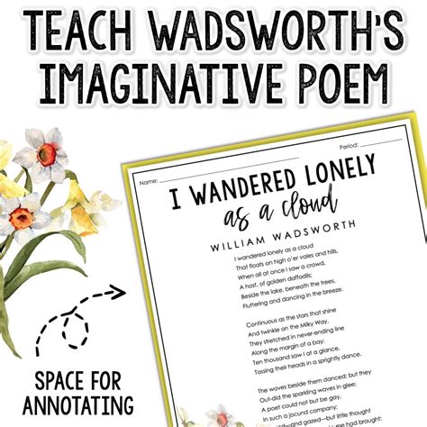 I Wandered Lonely As A Cloud by William Wordsworth Poetry Analysis Brochure