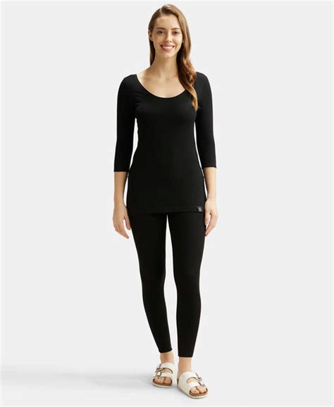 Buy Soft Touch Microfiber Elastane Three Quarter Sleeve Thermal Top ...