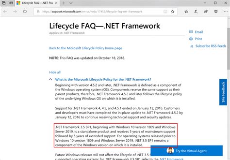 Detalles de Microsoft.NET Framework 3.5 Fin de soporte
