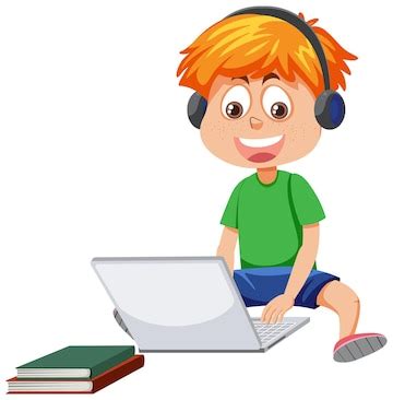 Boy Using Computer Cartoon 的图像结果