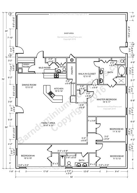 40X60 4 Bedroom Open Concept Barndominium Floor Plans : Rent out a free ...