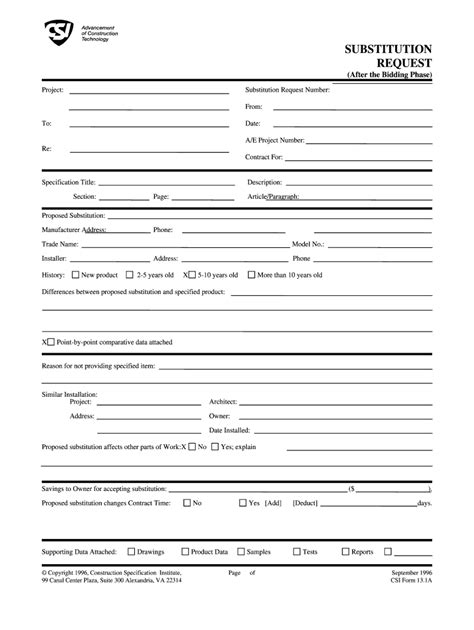 Csi Substitution Request Form - Fill Online, Printable, Fillable, Blank ...
