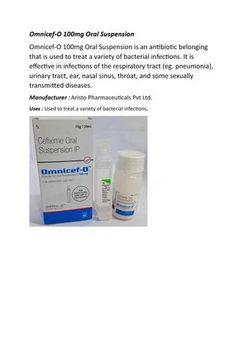 Omnicef O 100mg Suspension at ₹ 75/bottle | Antibiotics Medicine in ...