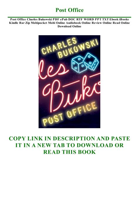 DOWNLOAD Free PDF Post Office BY Charles Bukowski