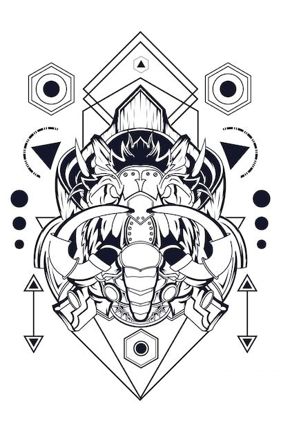 Mammoet olifant kaart heilige geometrie | Premium Vector