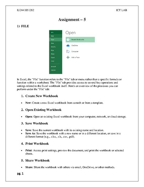 Assignment(Jay) - ICT Practical Notes - Assignment – 5 1) FILE In Excel ...