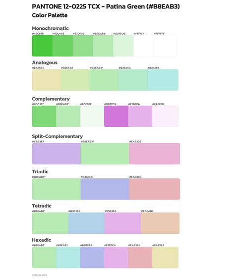 PANTONE 12-0225 TCX - Patina Green color palettes - colorxs.com