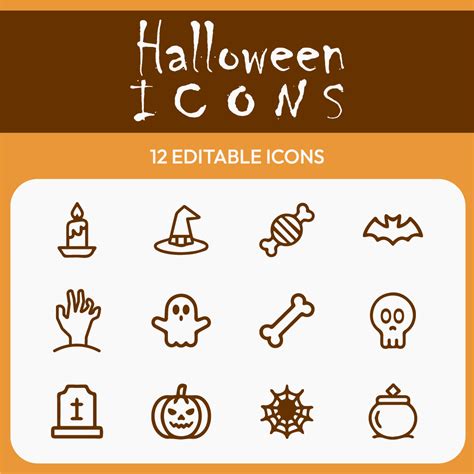 Halloween Vector Icon Set – 12 Icon Bundle – Pumpkin, Ghost, Witch Hat ...