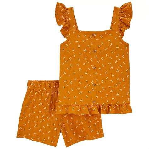 Girls 4-6x Carter's 2-Piece Floral Crinkle Top & Shorts Set