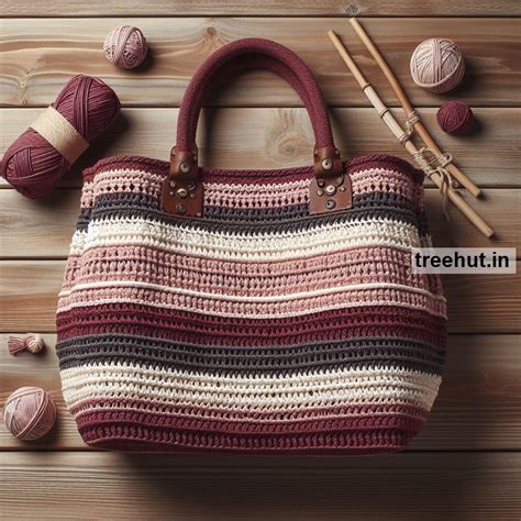 Crochet Beach Bag Ideas in Dark colors and Stripes