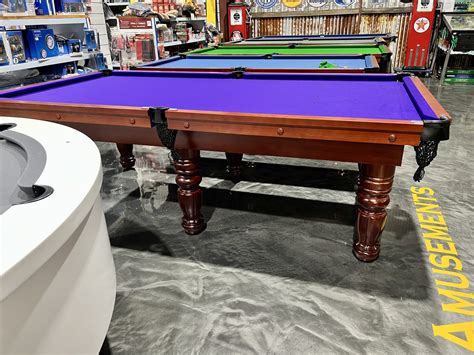 Cedar Colour Pool Snooker Billiard Table 8ft Slate with Purple Felt