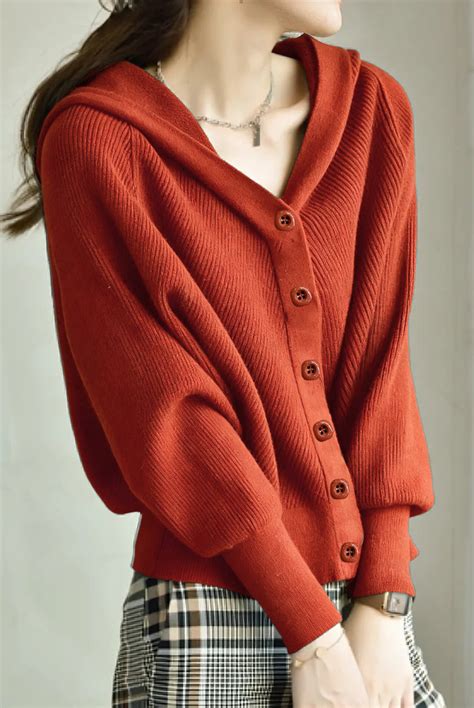 Casual Batwing Sleeve Hooded Knit Cardigan – liwisi