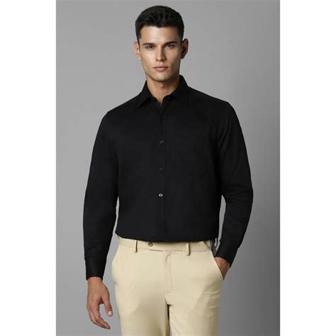 Buy Louis Philippe Men Black Regular Fit Solid Full Sleeves Formal ...