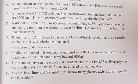 Maths class -6 please slove carefully - Brainly.in