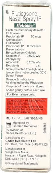 Fluticone 50 MCG Nasal Spray (120): Uses, Side Effects, Price & Dosage ...