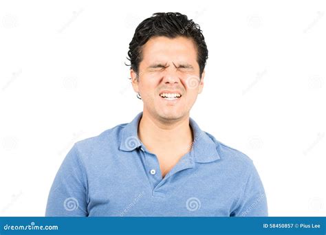 Painful Facial Expression Hispanic Male Grimacing Stock Image - Image ...