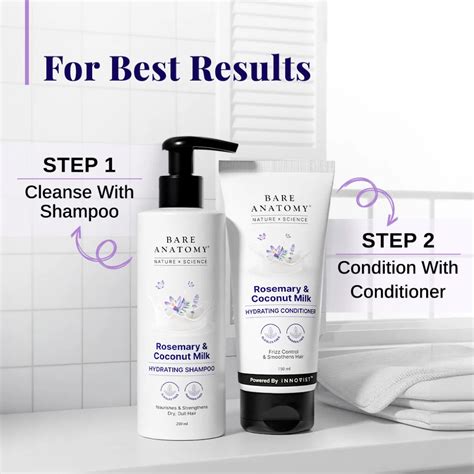 Bare Anatomy Rosemary & Coconut Milk Hydrating Shampoo & Conditioner C ...